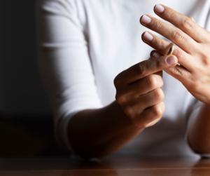 Woman playing with her ring